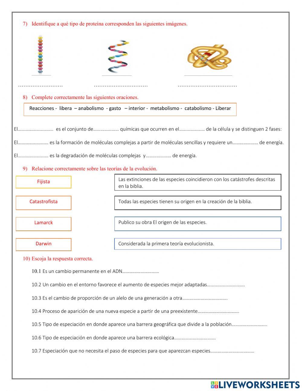 Evaluacion de biologia 1ero bgu