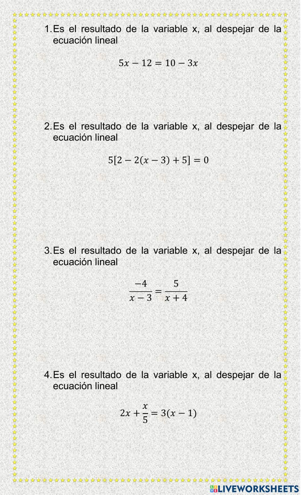 Resumen Ecuaciones lineales
