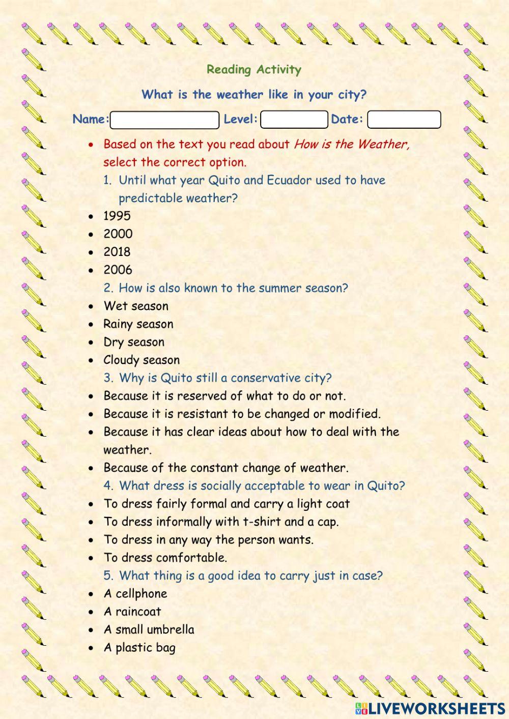 What is the weather like in your city?