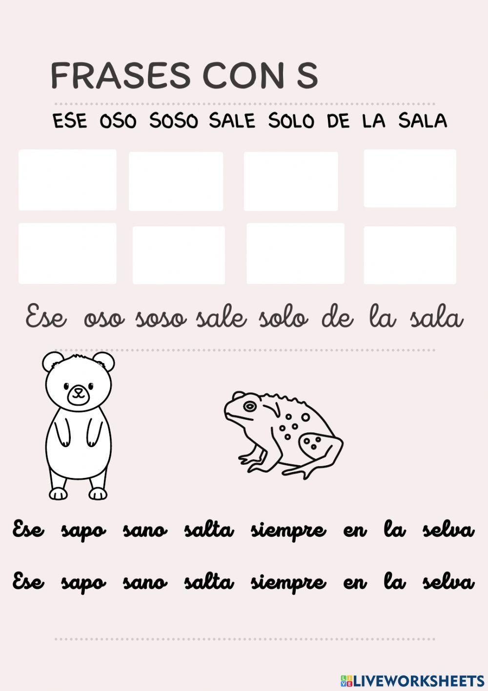 Frases con palabras con el fonema S