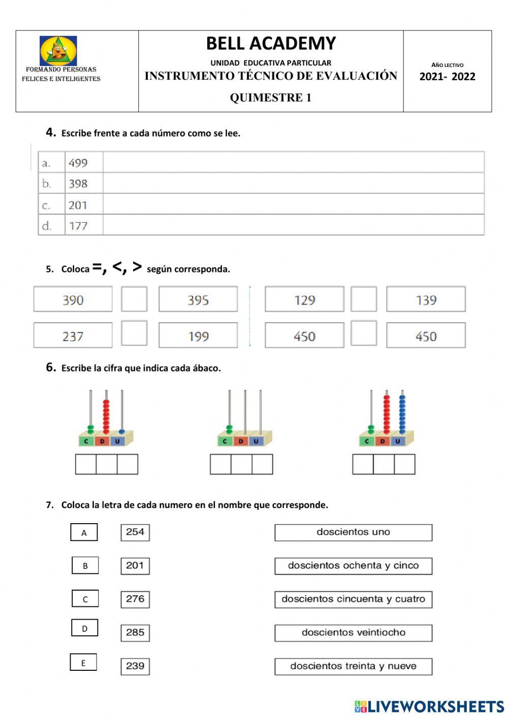 Evaluacion matematicas