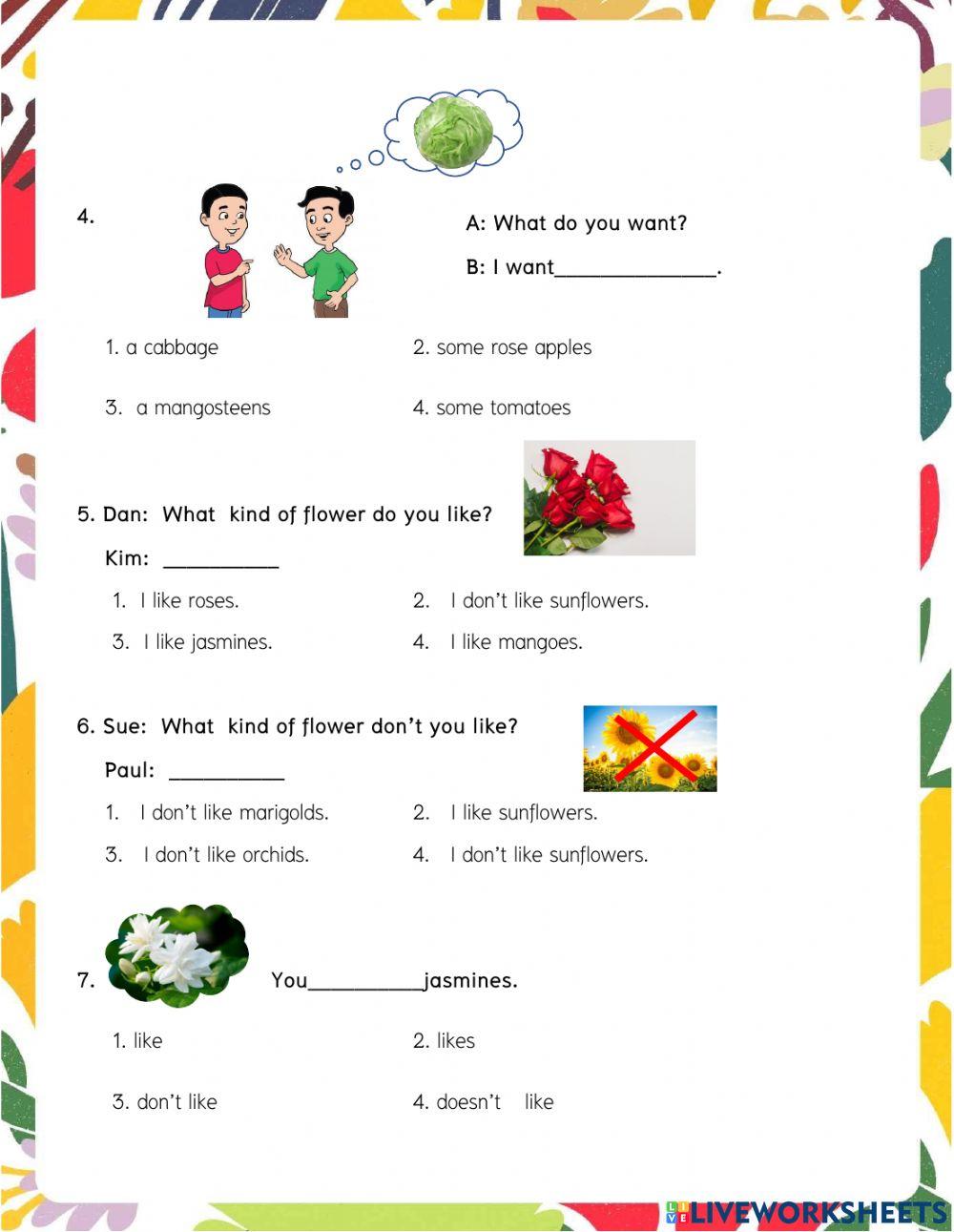 แบบทดสอบเรื่อง Trees and Flowers