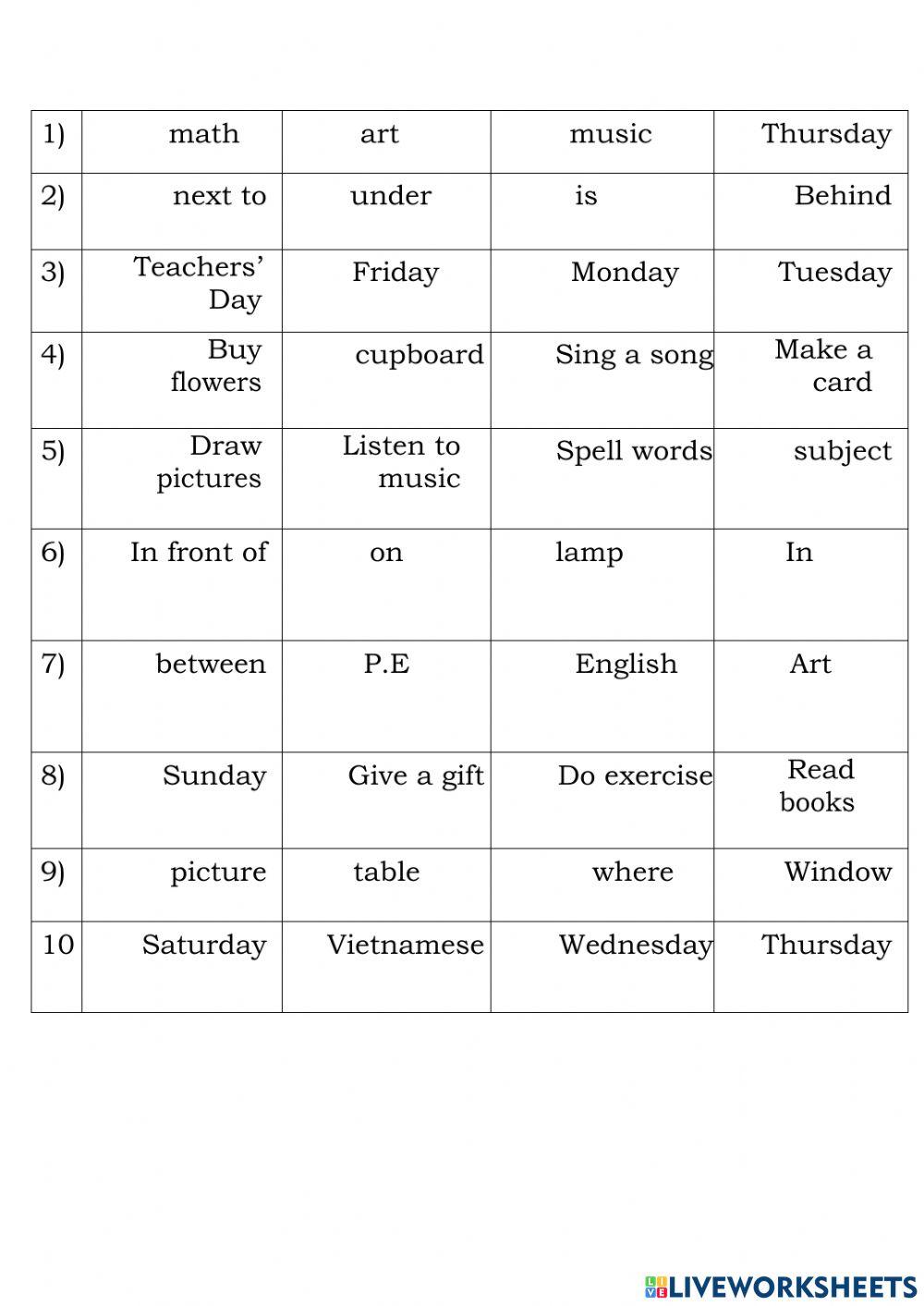 Theme 2. grade4. odd one out