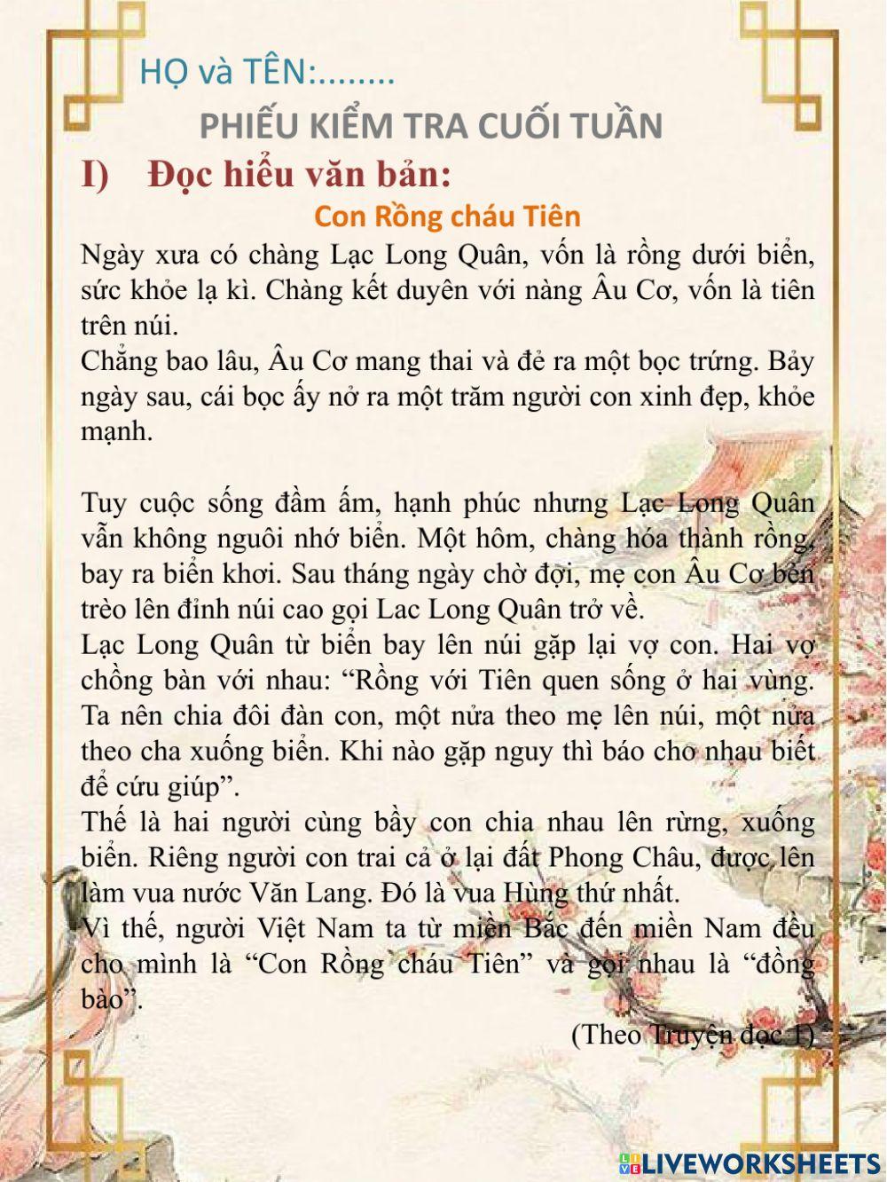 Phiếu bài tập cuối tuần 31