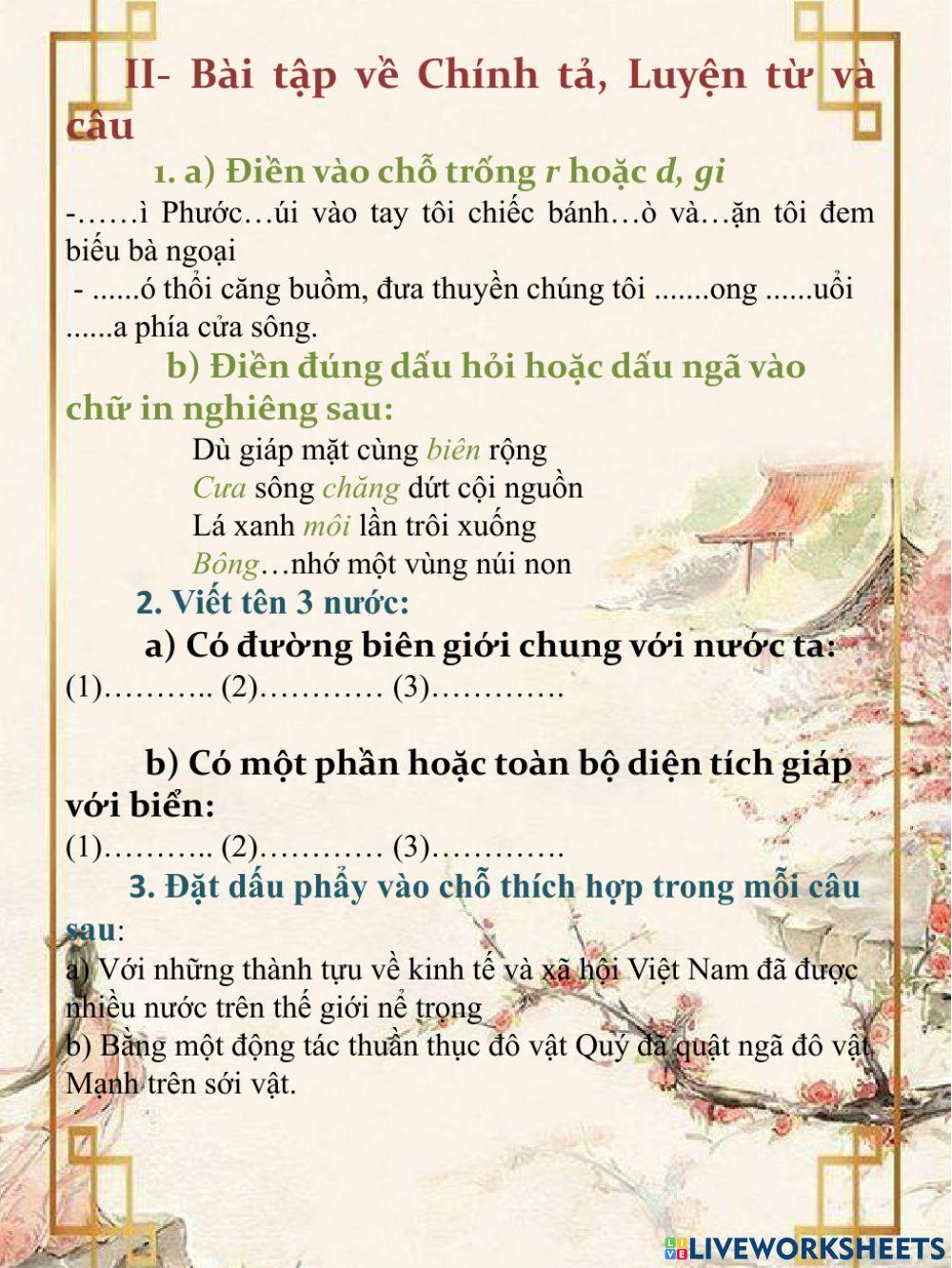 Phiếu bài tập cuối tuần 31