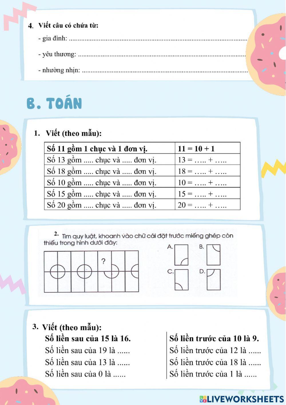 Phiếu bổ trợ nâng cao số 1
