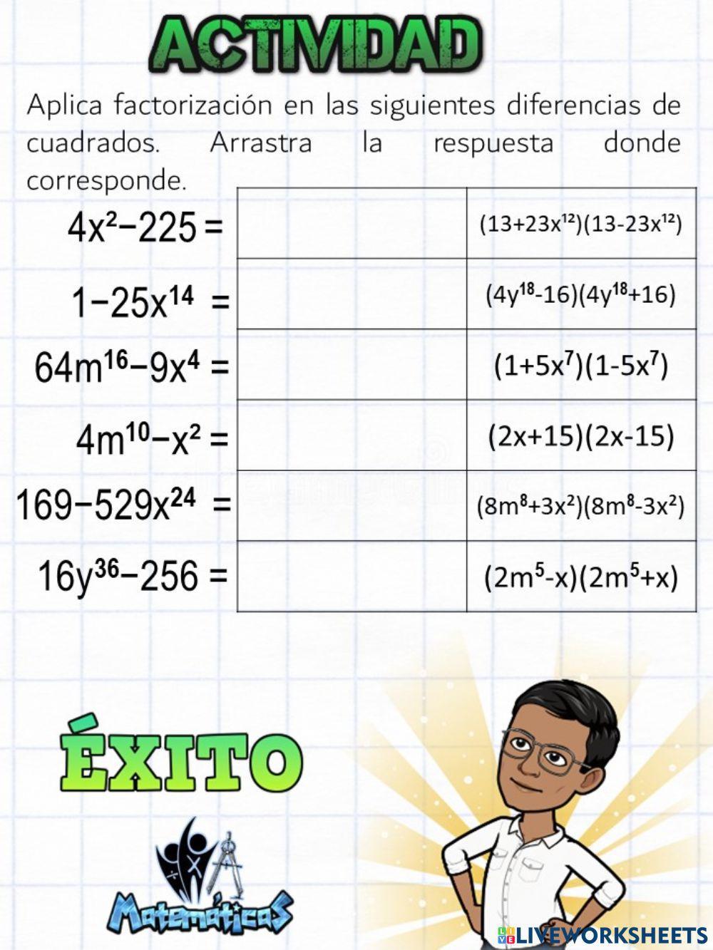 Diferencia de cuadrados