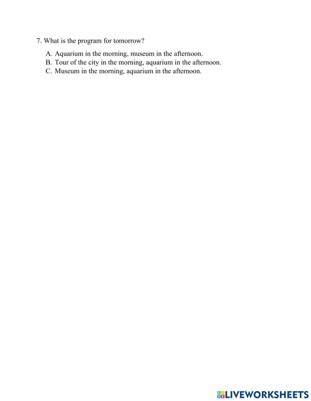 Listening practice - Grade 7