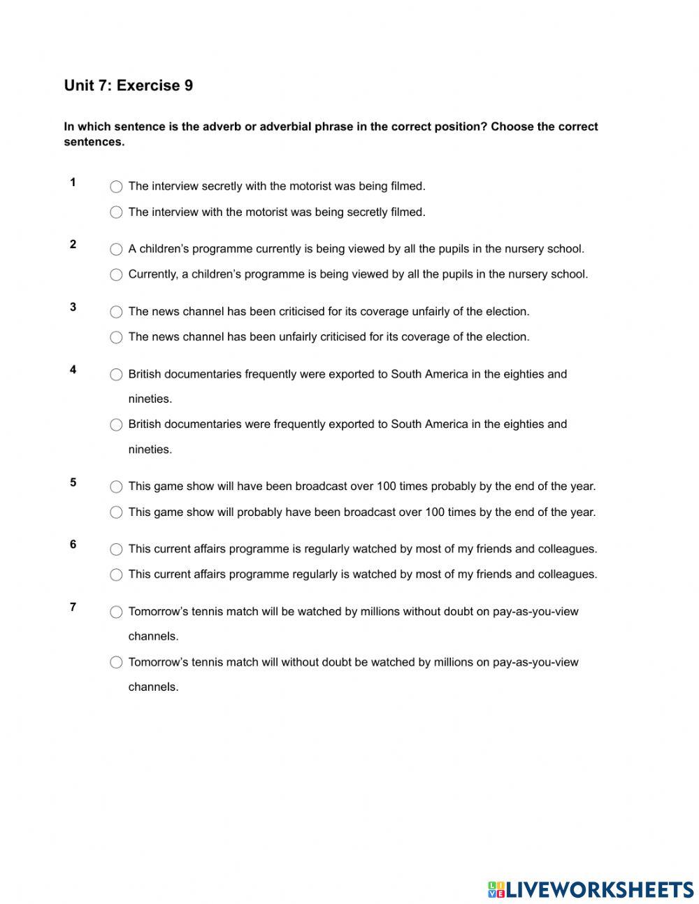 Mindset 3 - Grammar & Vocabulary Skills Modules - Unit 7 Ex9
