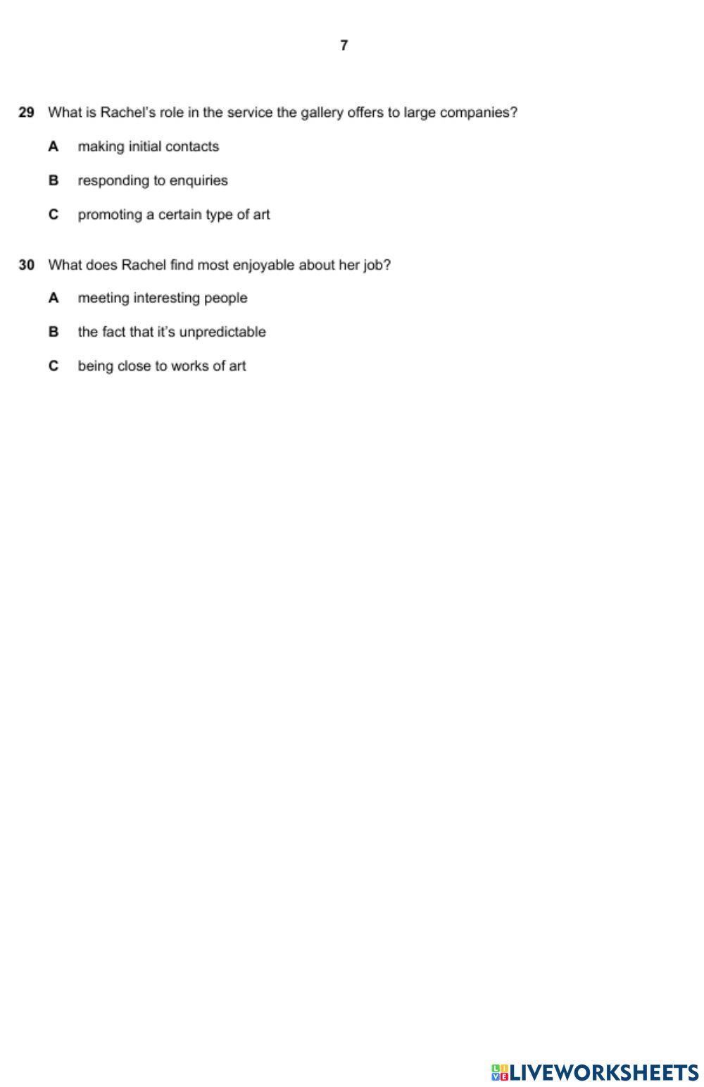 First 2015 Listening sample paper task 4