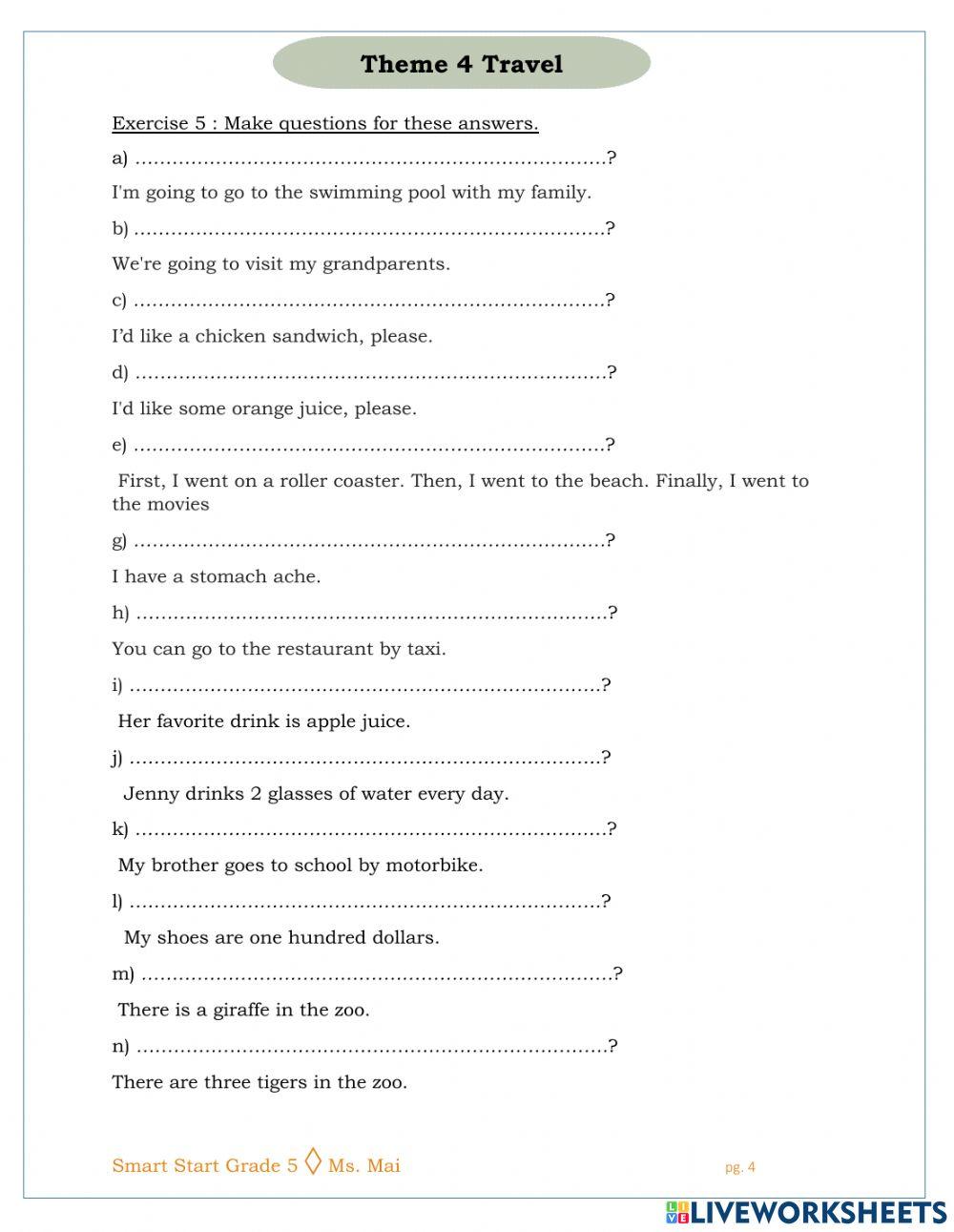 English 5 online worksheet for Grade5 | Live Worksheets