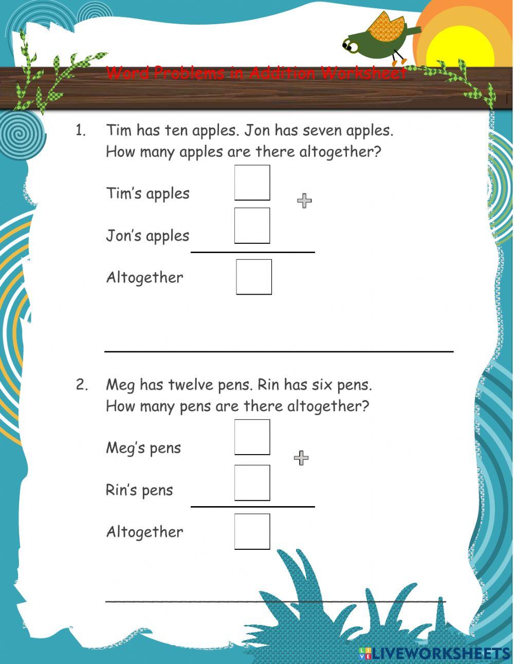 Word problems in Addition