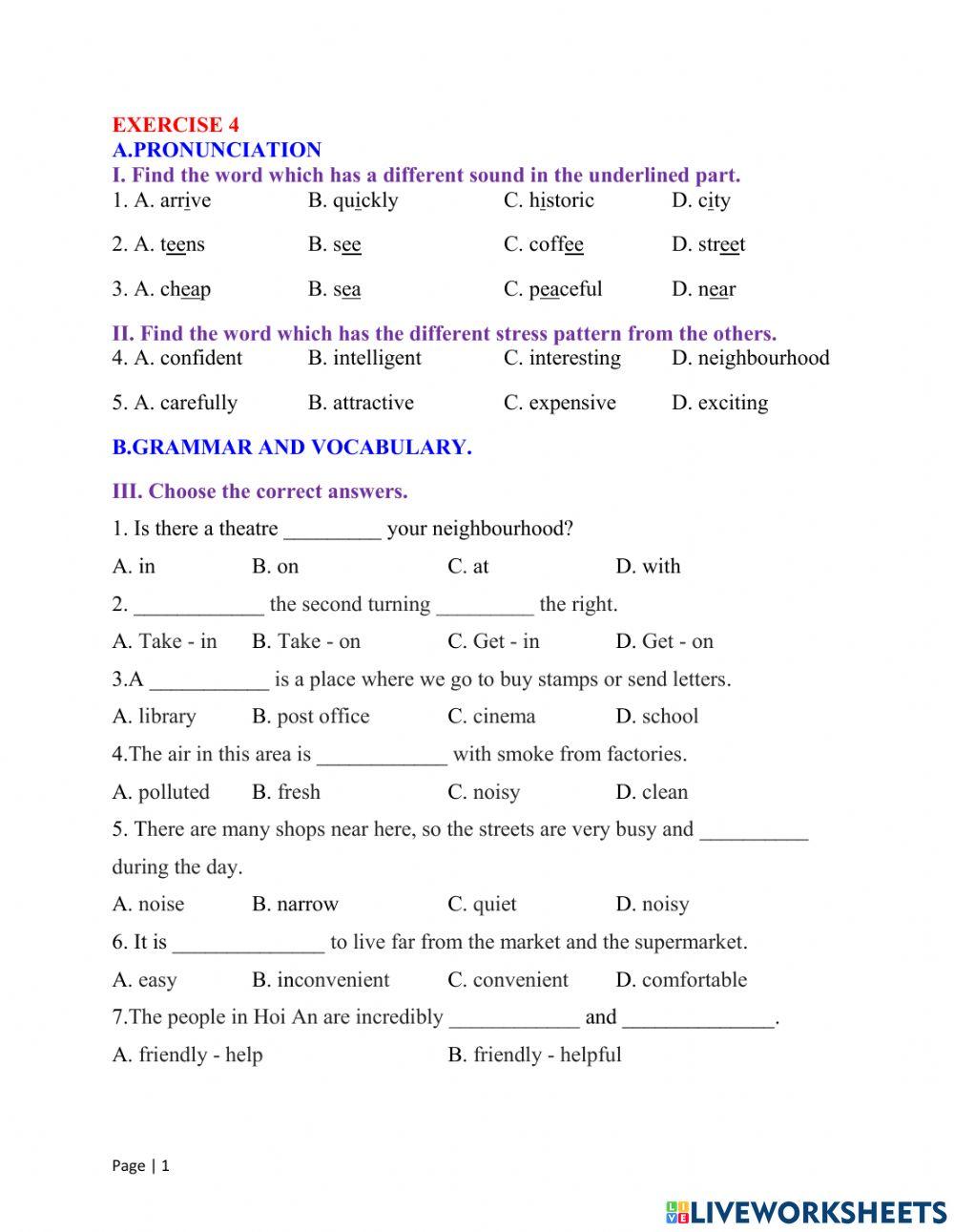 REVISION FOR 1st EXAM GRADE 6 EXERCISE 4 1767225