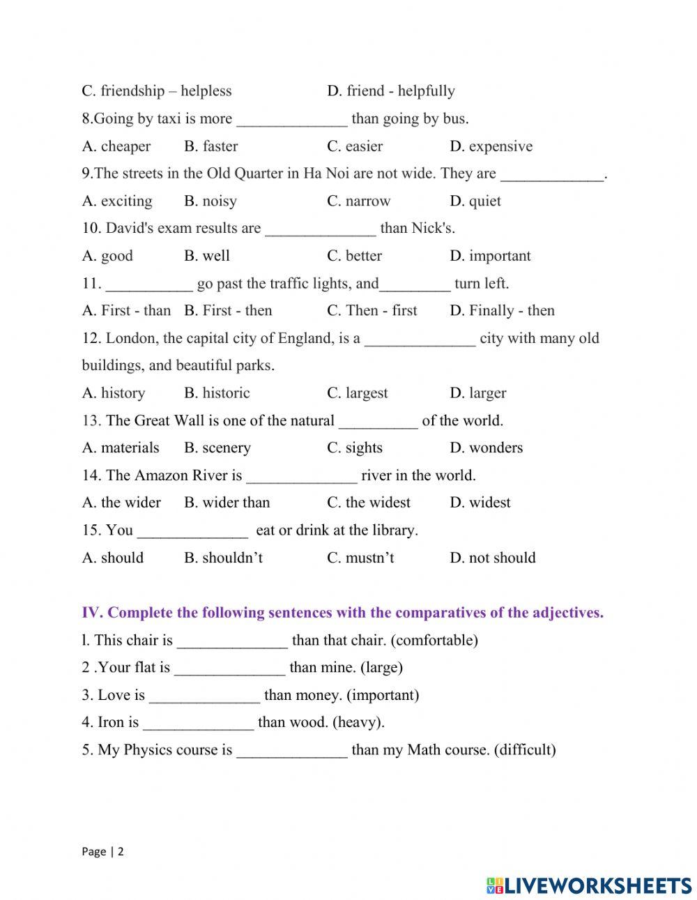 REVISION FOR 1st EXAM - GRADE 6 - EXERCISE 4