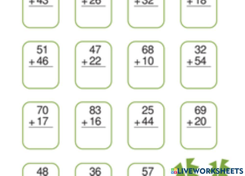 Addition online exercise for grade 2 | Live Worksheets