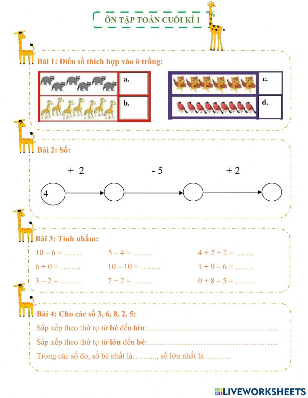 Ôn Toán cuối kì 1