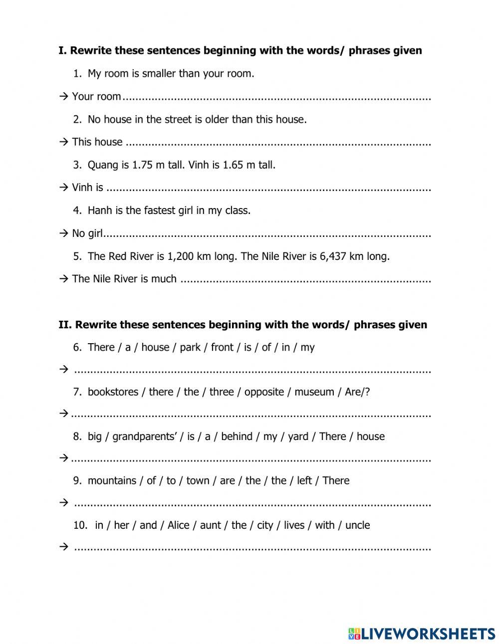 Grade 6 - writing exercise (UNITS 4-5)