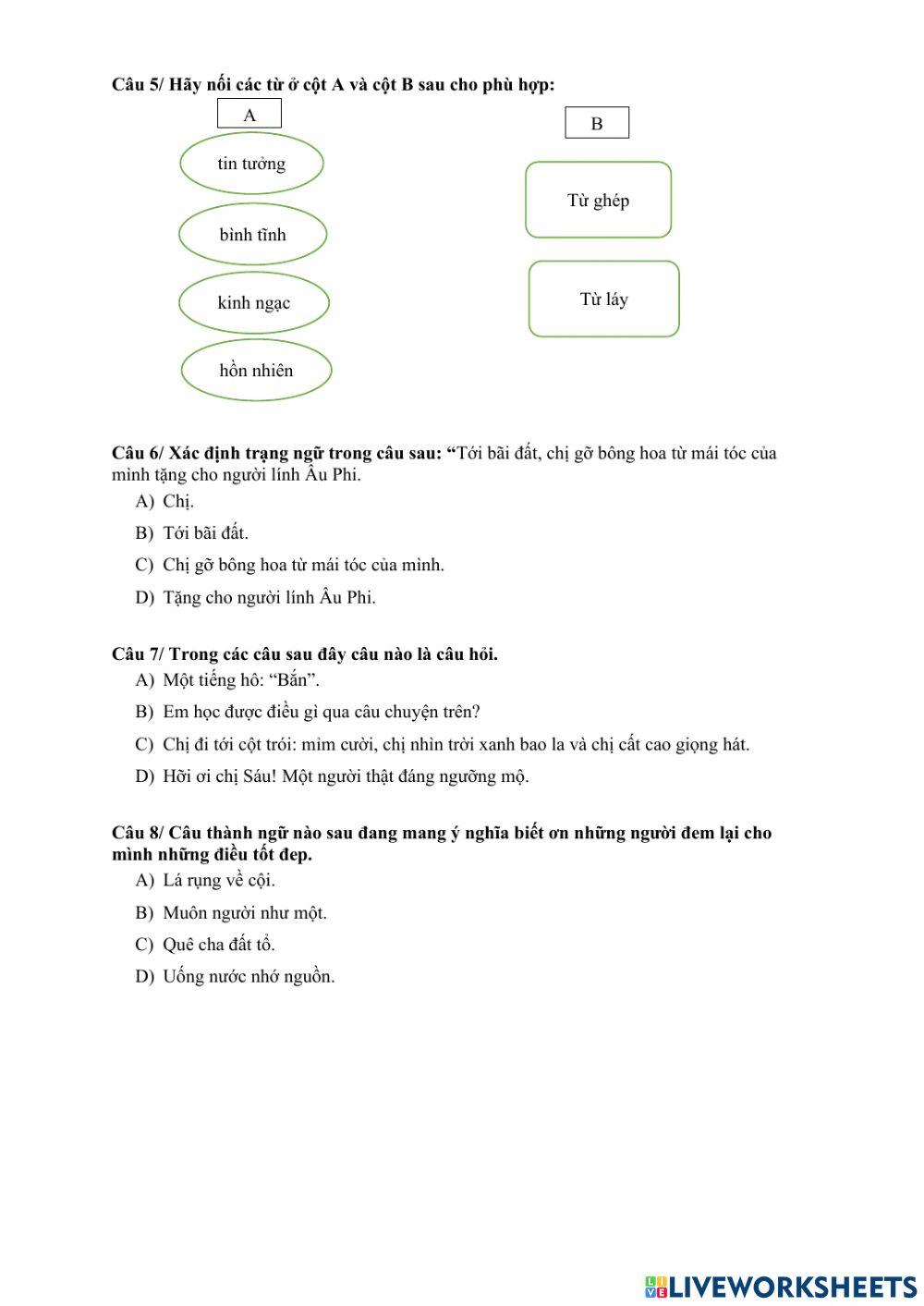 Ôn đọc hiểu hk1 đề 1