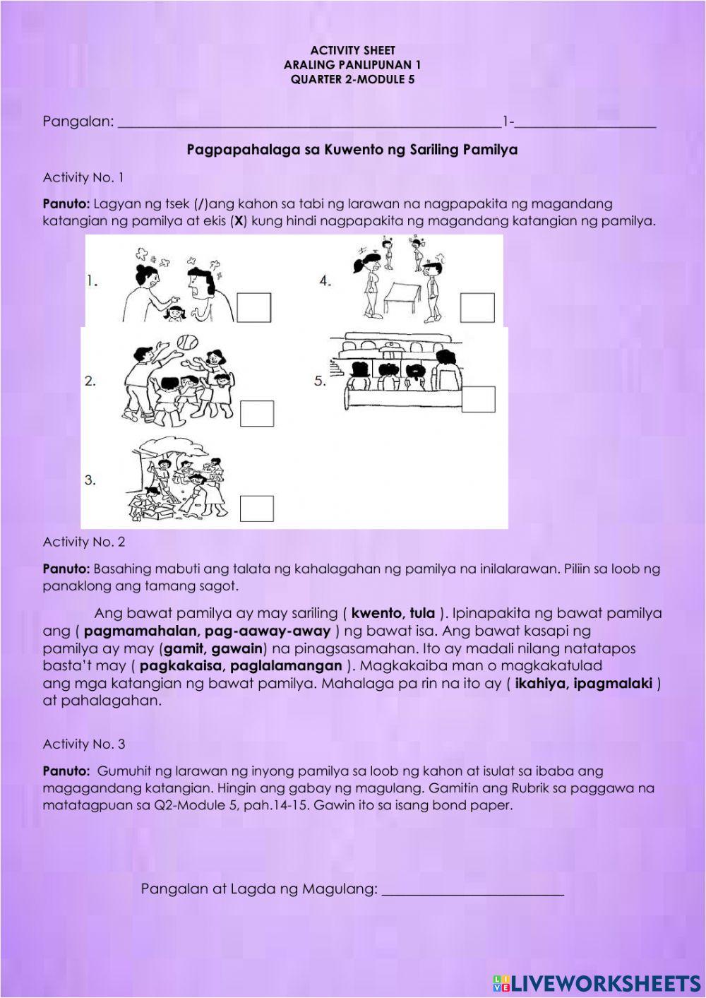 Pagpapahalaga sa Kuwento ng Sariling Pamilya