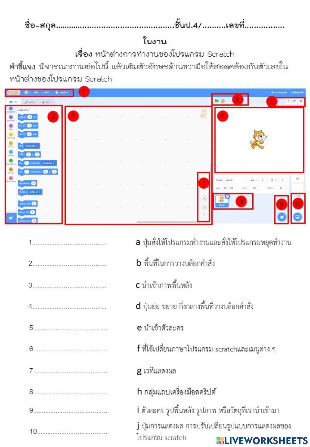 หน้าต่างโปรแกรม Scratch