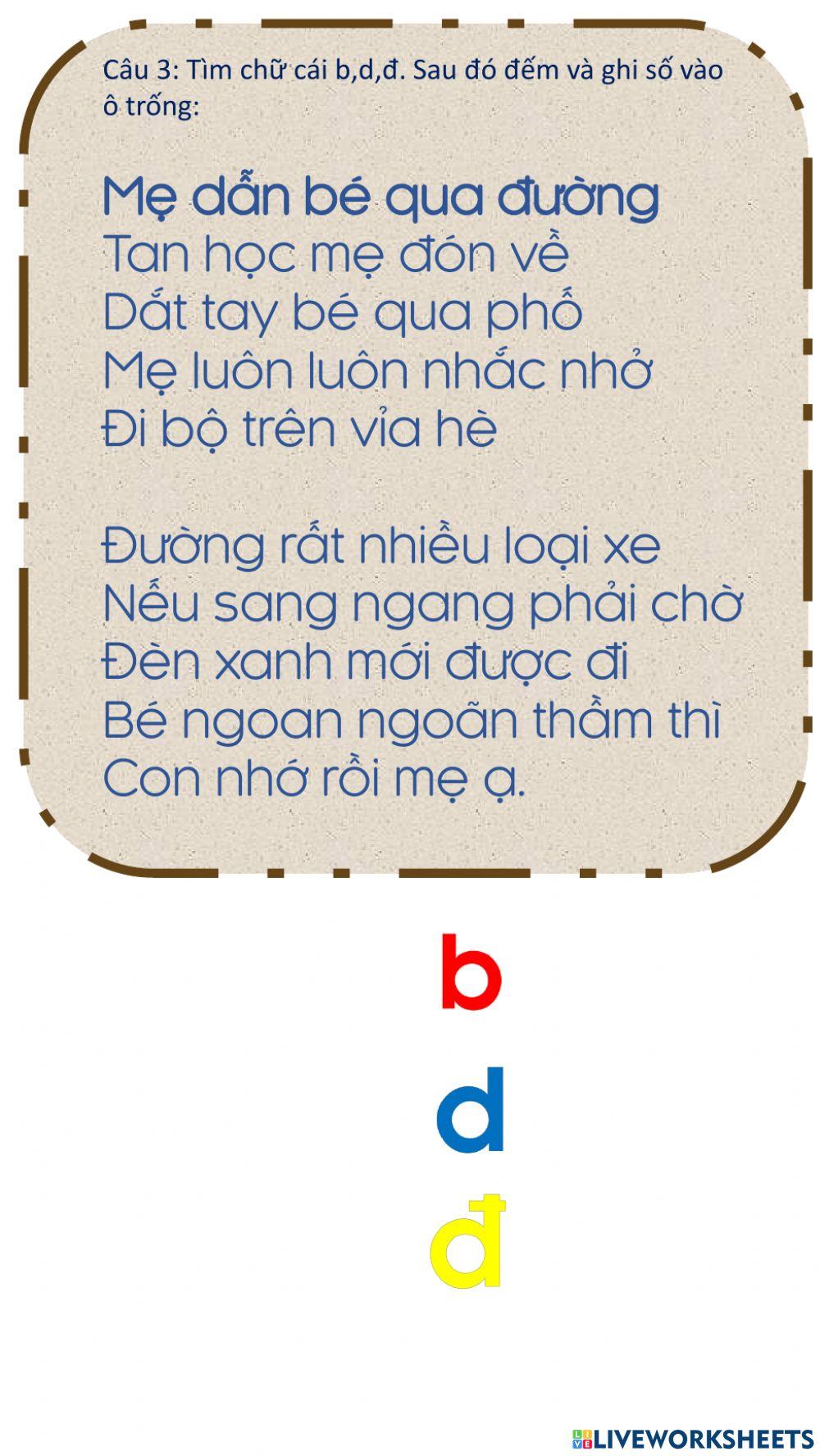 Trò chơi chữ cái b,d,đ