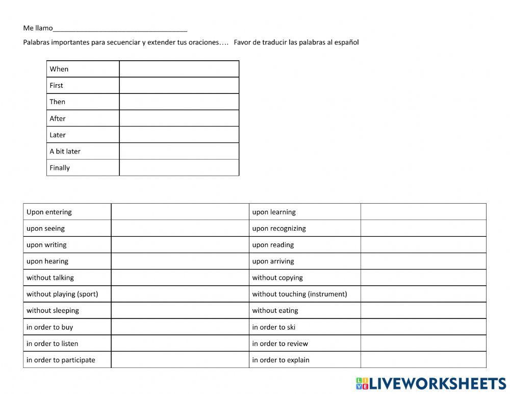 Sequencing words and extenders