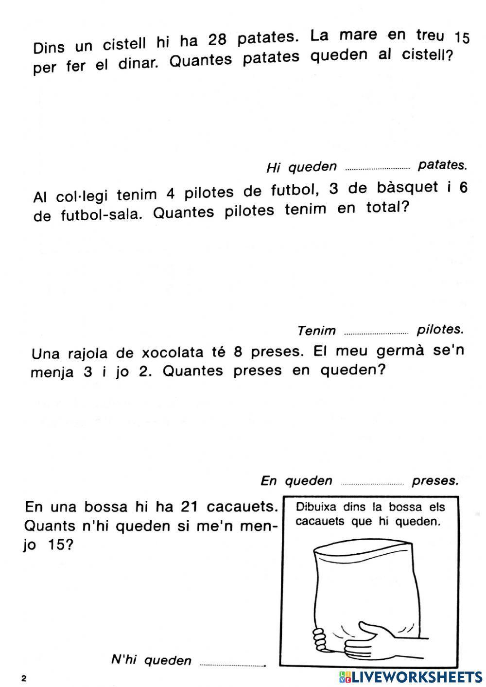 Problemes sumes i restes 2 Problemes sumes i restes 2