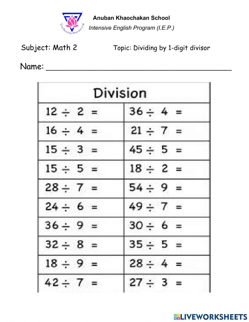 Dividing by 1-digit divisor