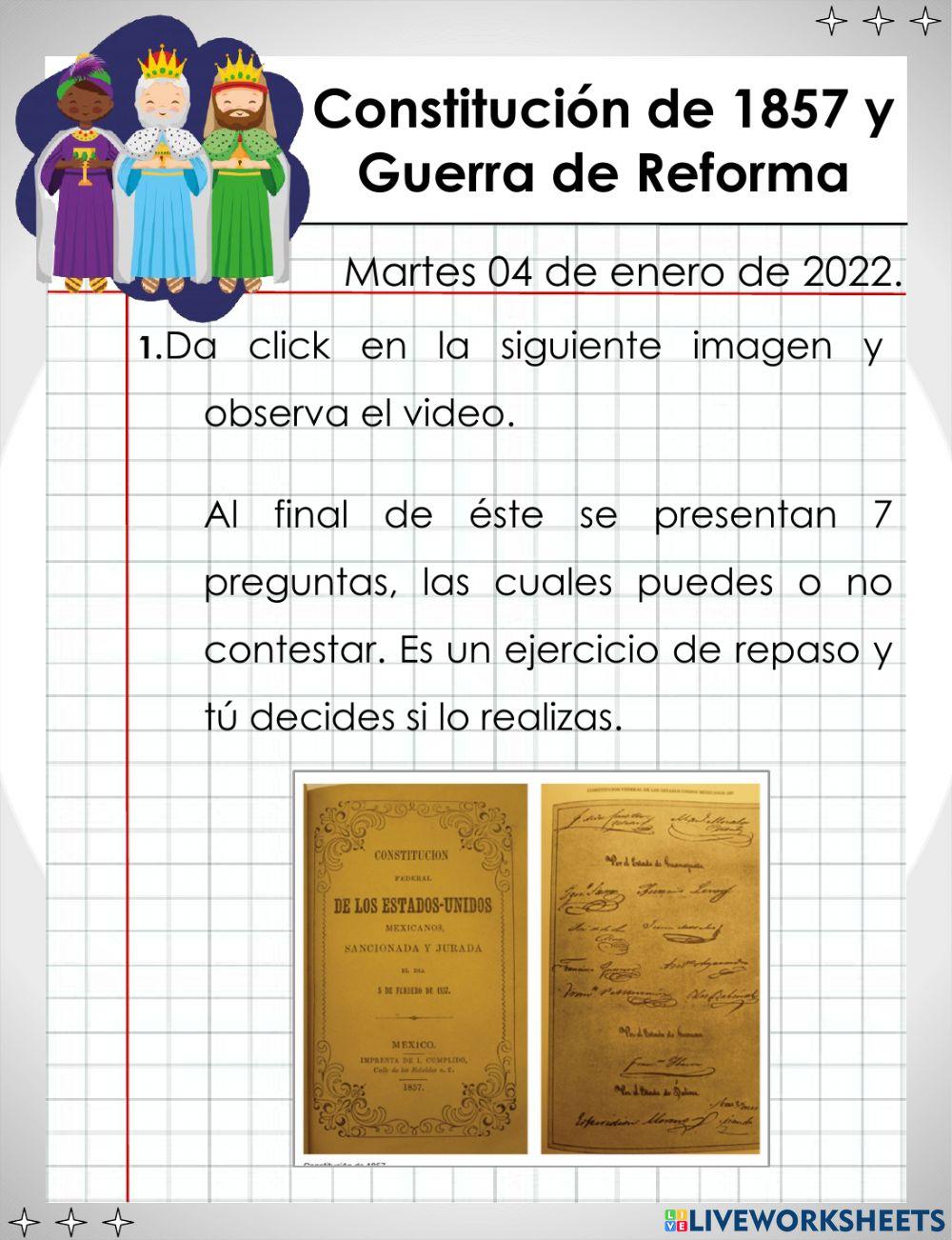 Constitución de 1857 y Guerra de Reforma