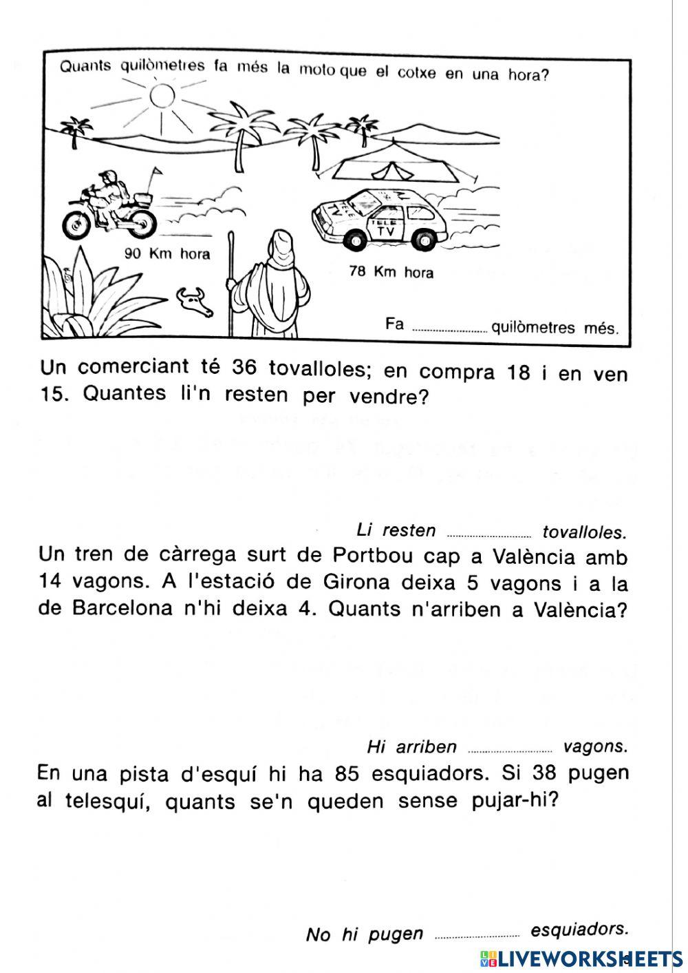 Problemes sumes i restes 3 Problemes sumes i restes 3