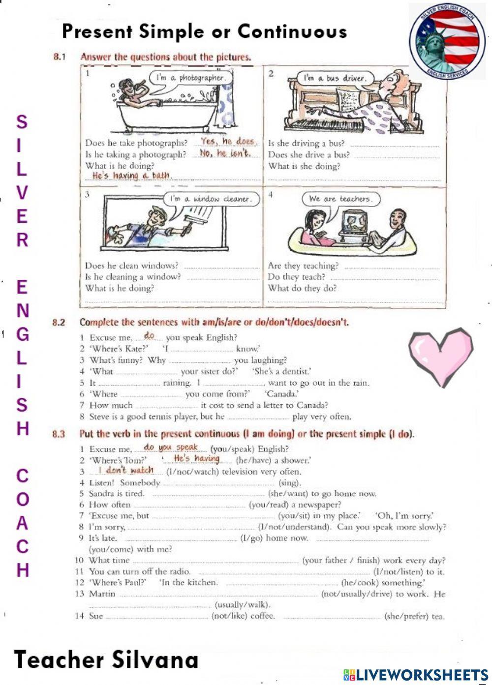 Presnt simple and present continuous