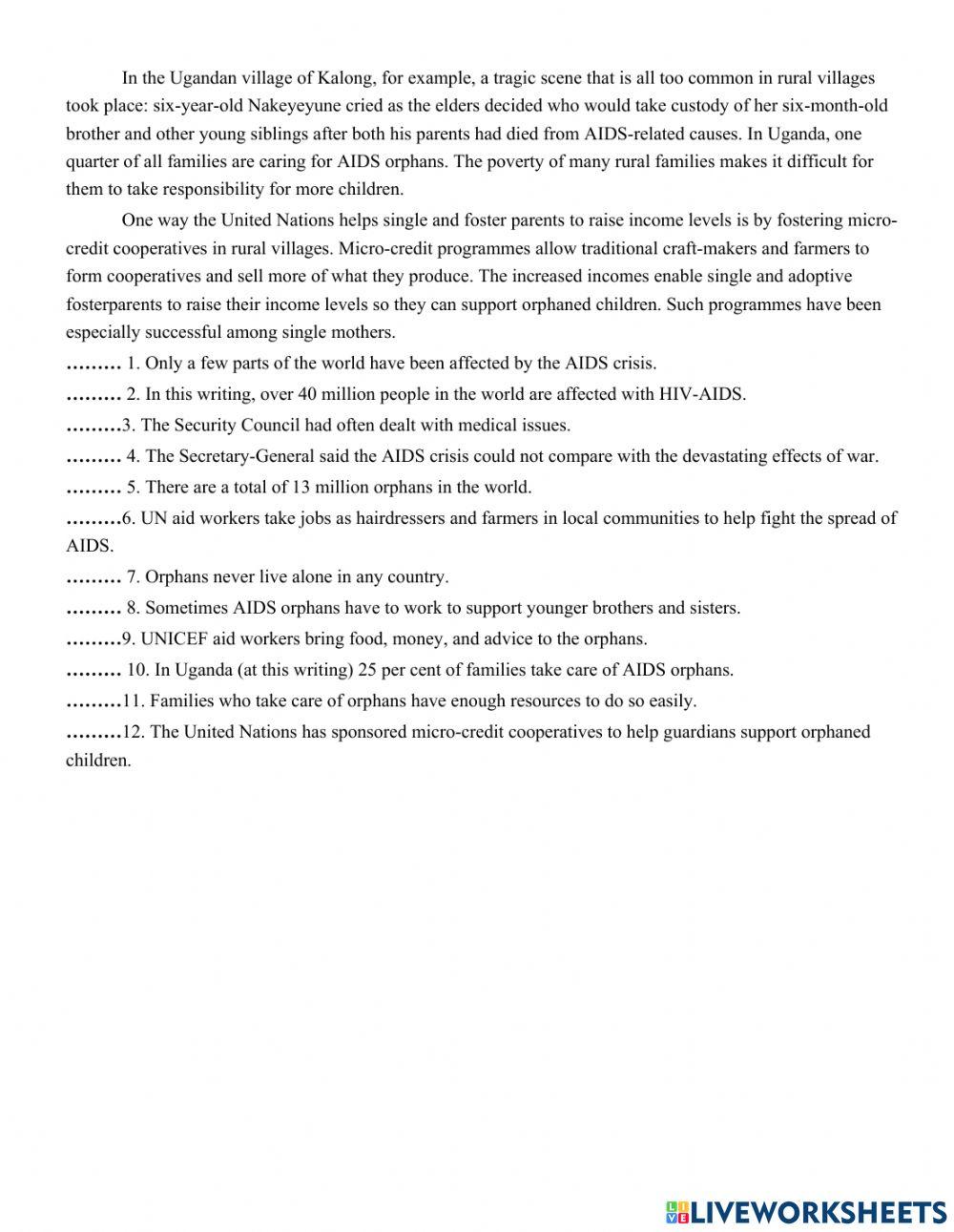 Unit 4. CARING FOR THOSE IN NEED  PART 3: READING