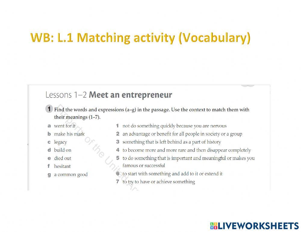 Meet an entrepreneur worksheet Live Worksheets