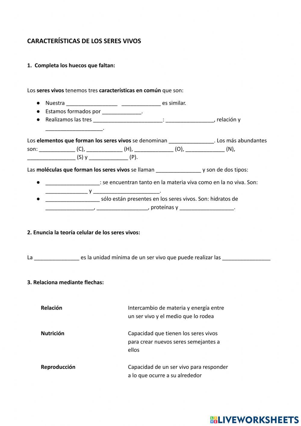 Características de los seres vivos