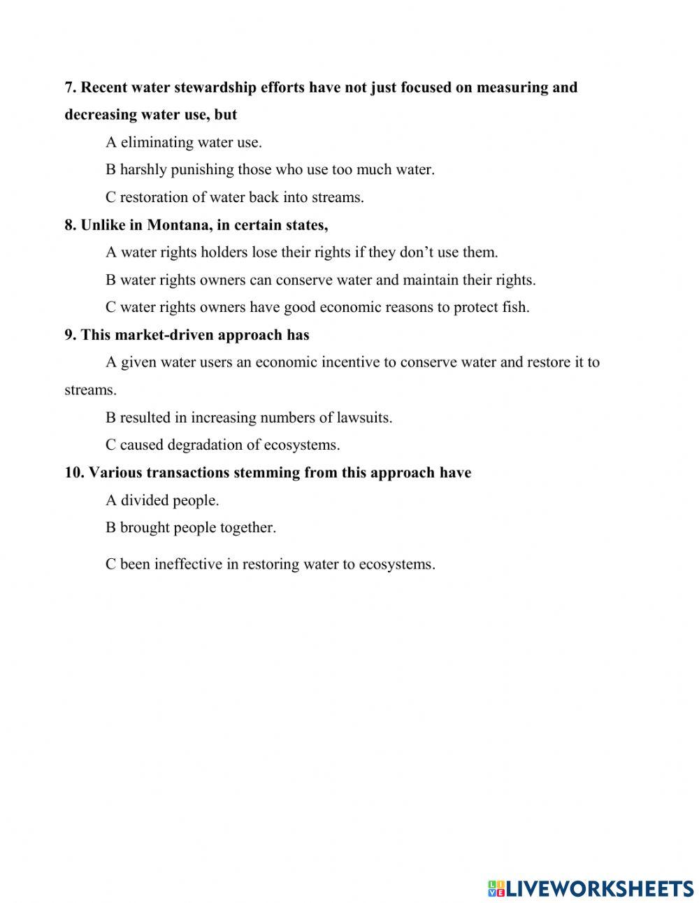 Rivers and Streams worksheet | Live Worksheets