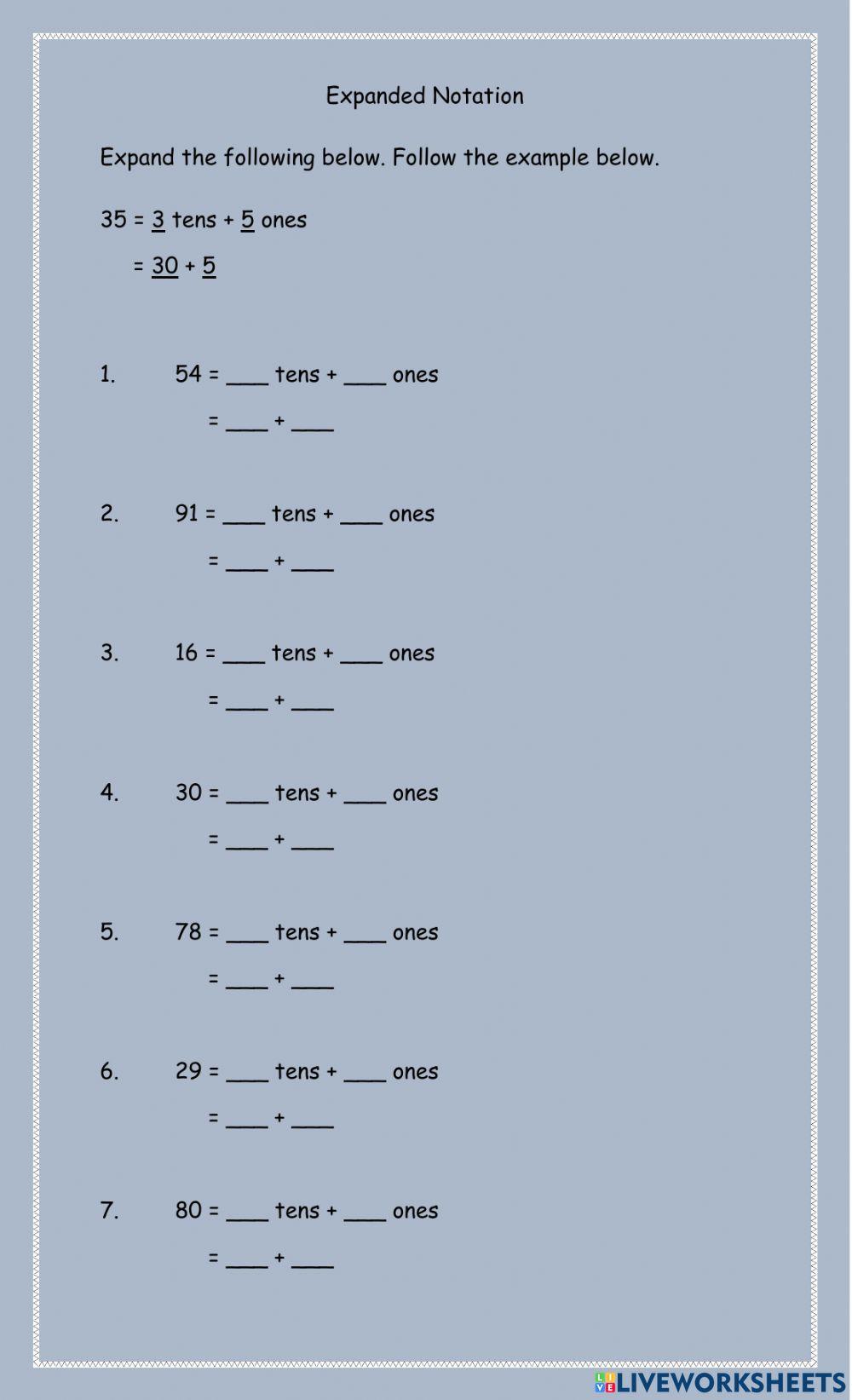 Expanded Notation Expanded Notation