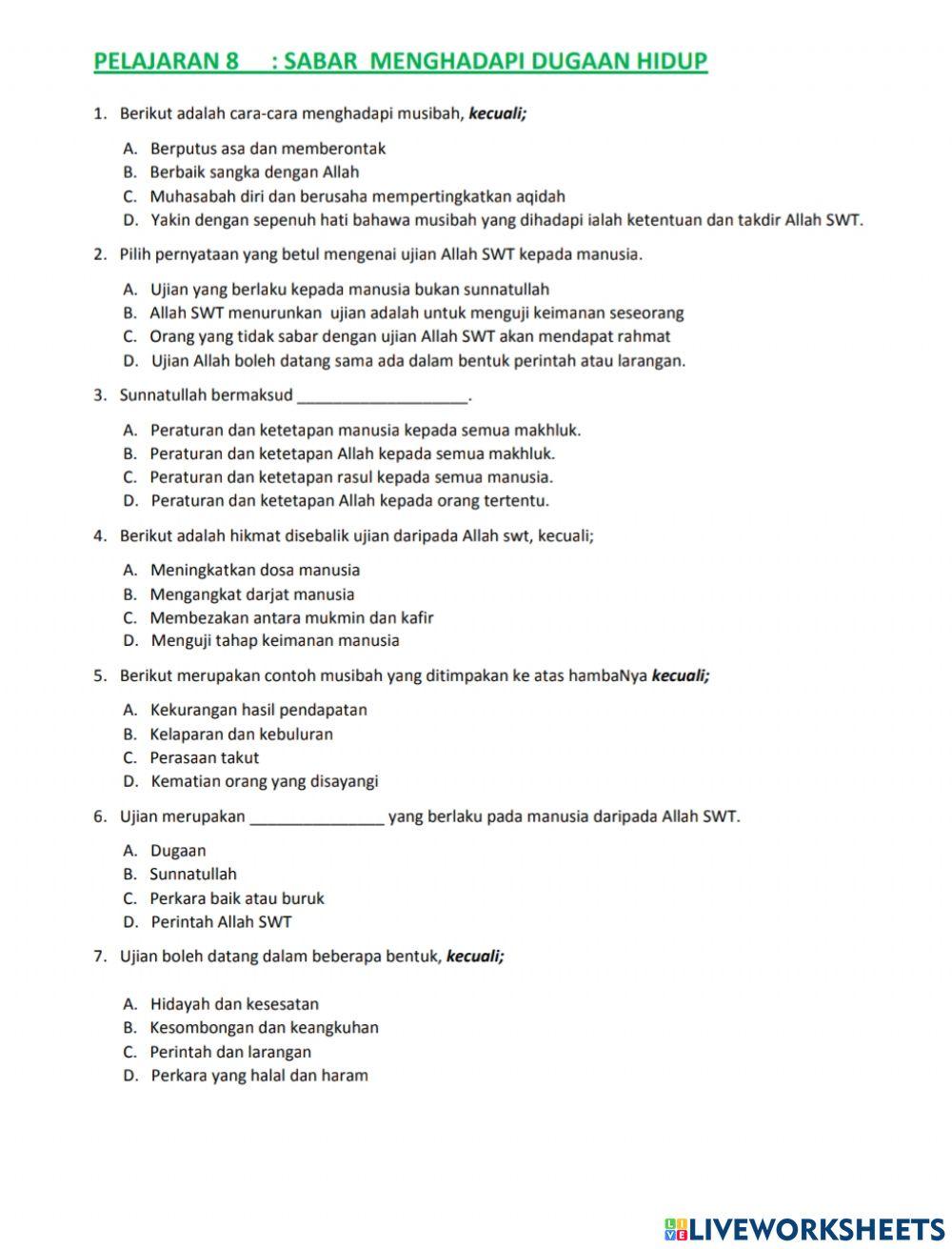 Pendidikan islam tingkatan 1