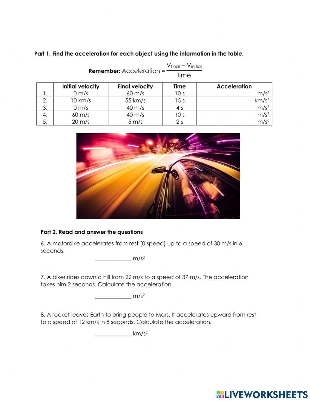 1835392 | Acceleration | Mizpah Gumaya | LiveWorksheets