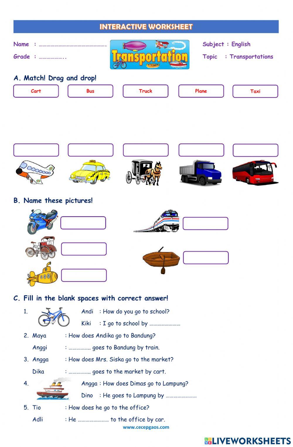 LKPD Interaktif Bahasa Inggris Tentang Transportations
