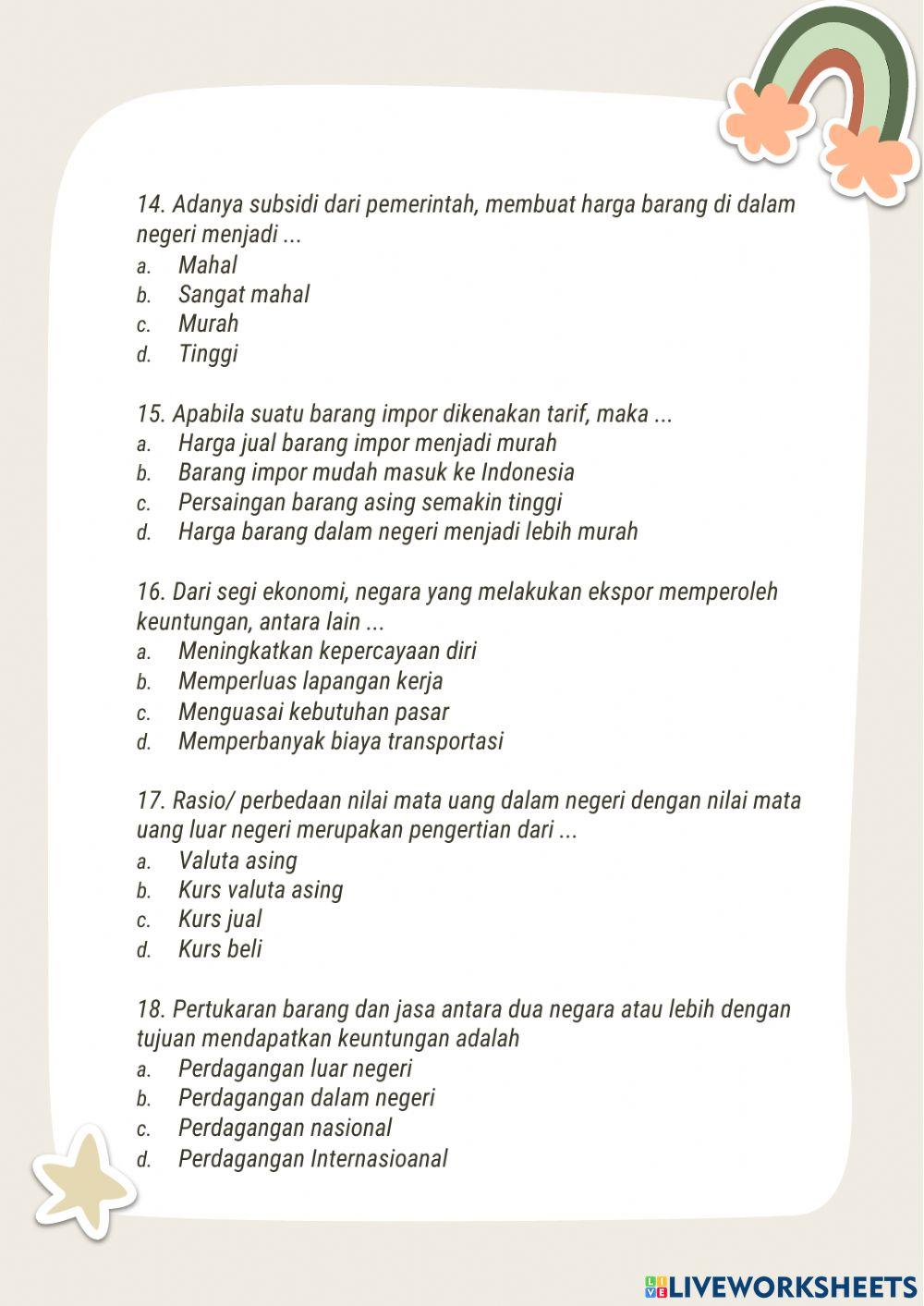 UH I Bab 3 IPS Kelas 9 Perdagangan Internasional