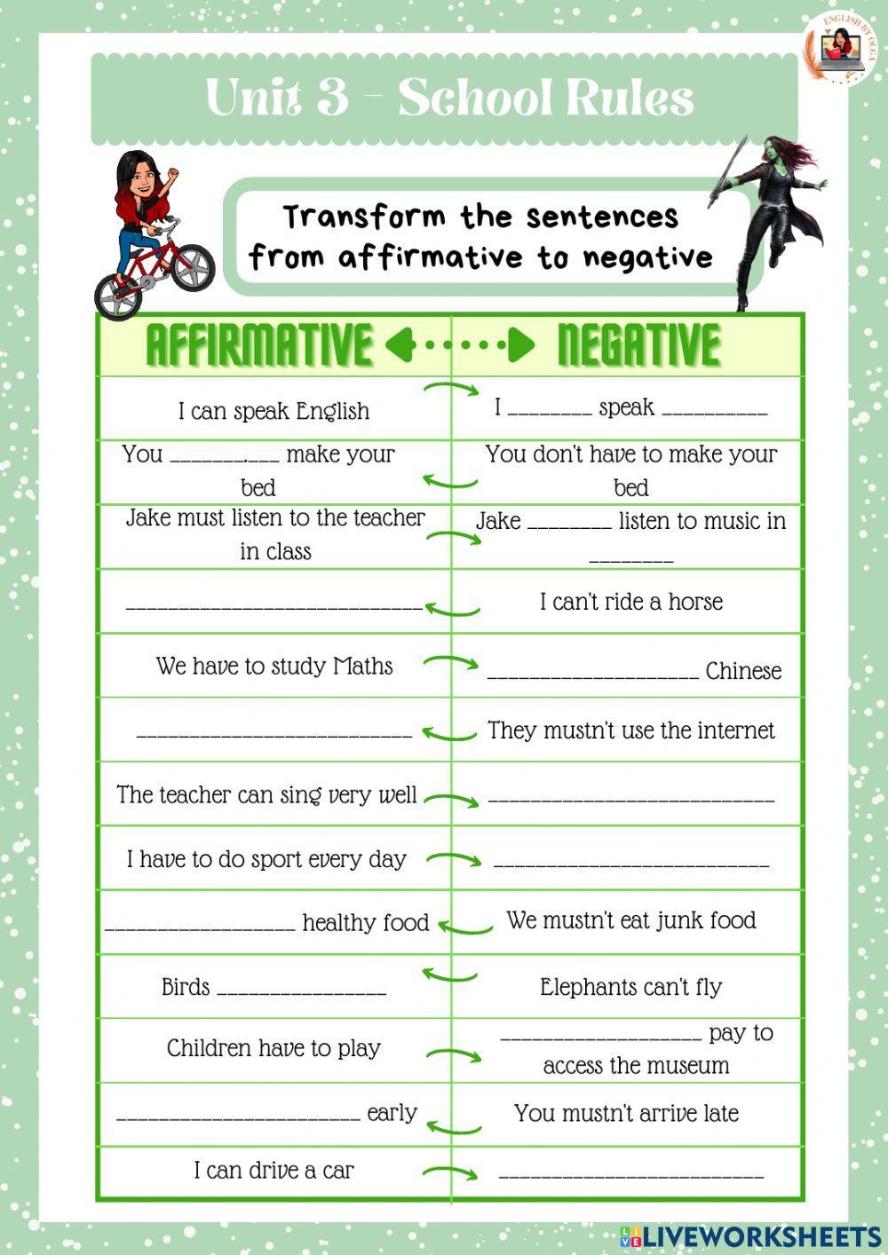 6th grade. Unit 3. Sheet 8