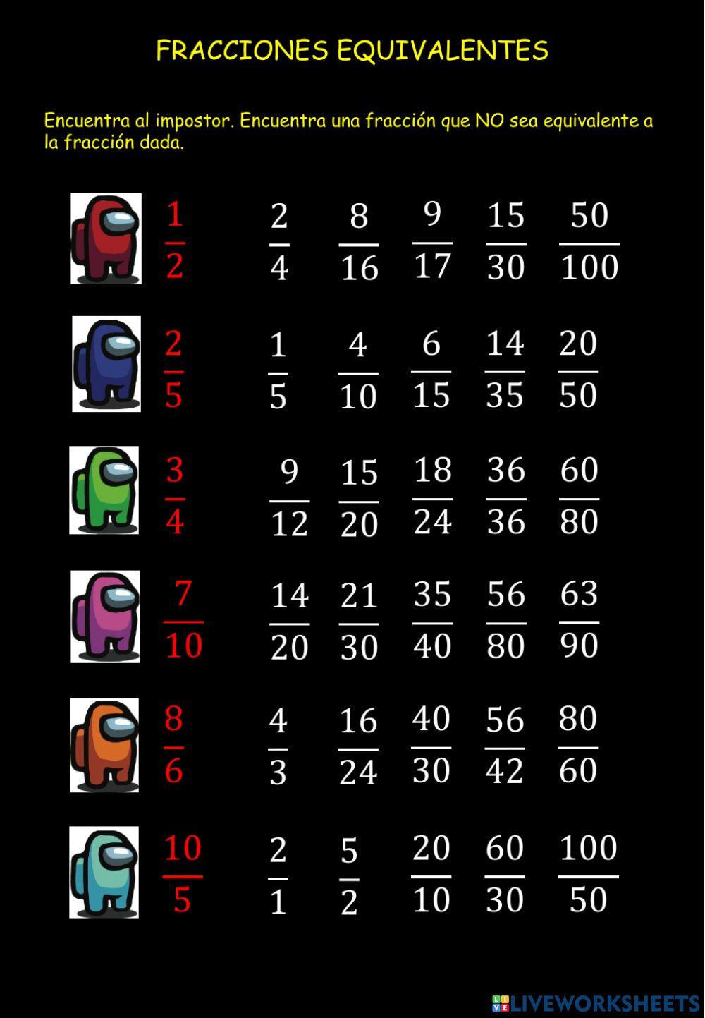 Fracciones equivalentes