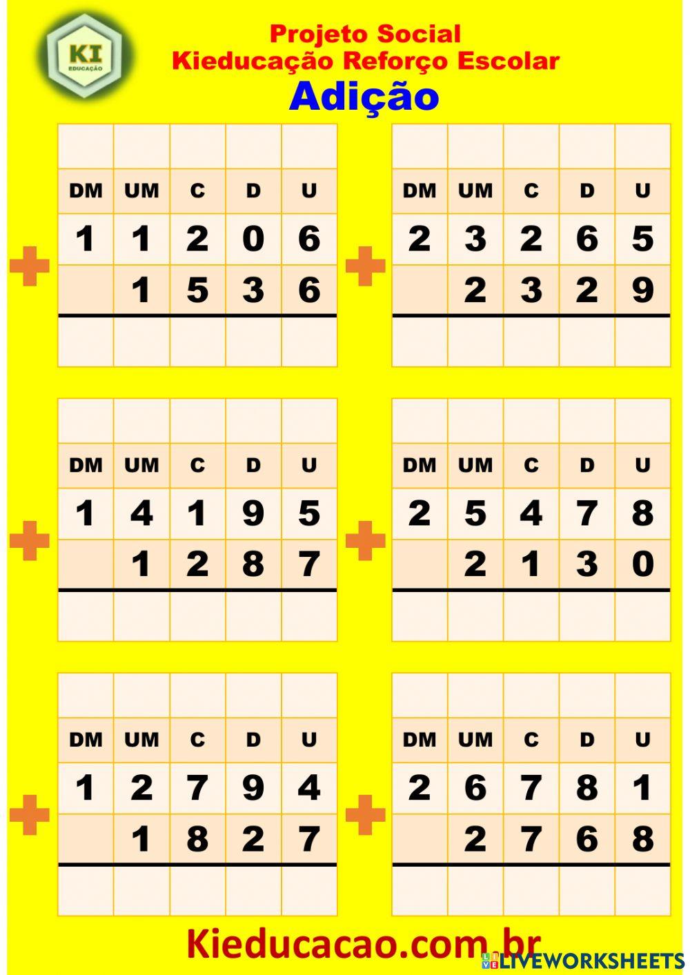 Adição 4º Ano - 01