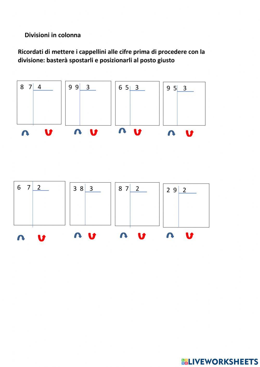 divisioni in colonna da correggere