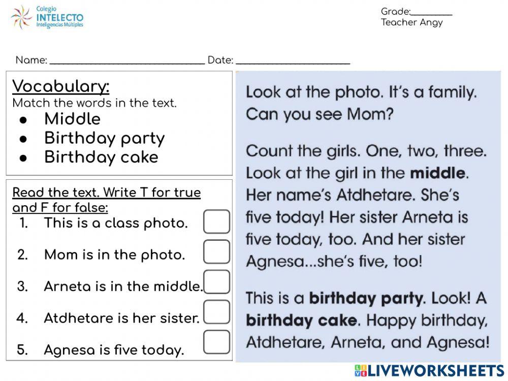 Reading: A birthday party