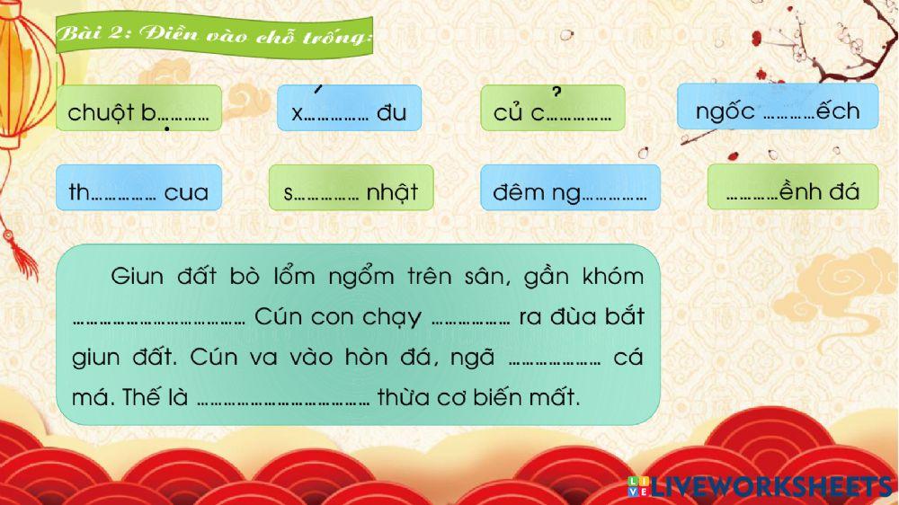 Phiếu bài tập cuối tuần 19
