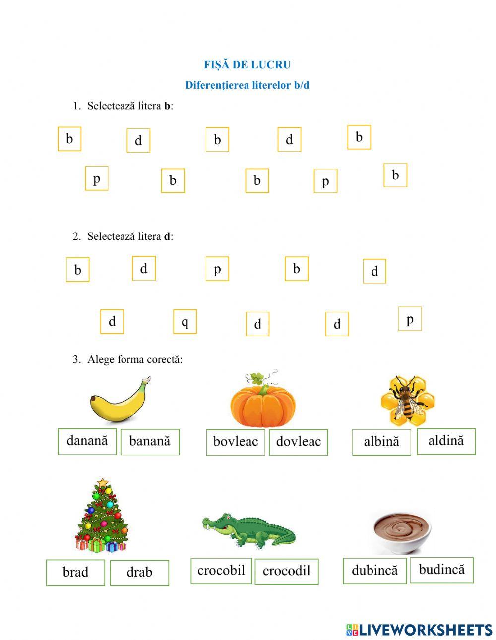 Diferențierea literelor b-d