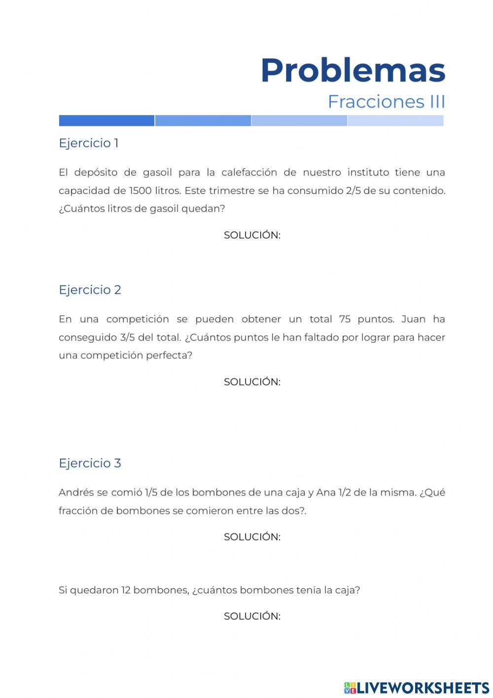 Problemas fracciones III