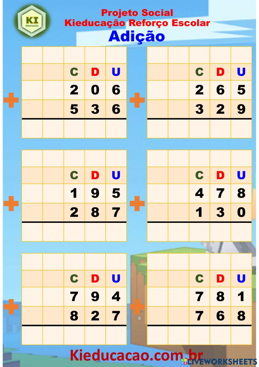 Adição 3º Ano - 01
