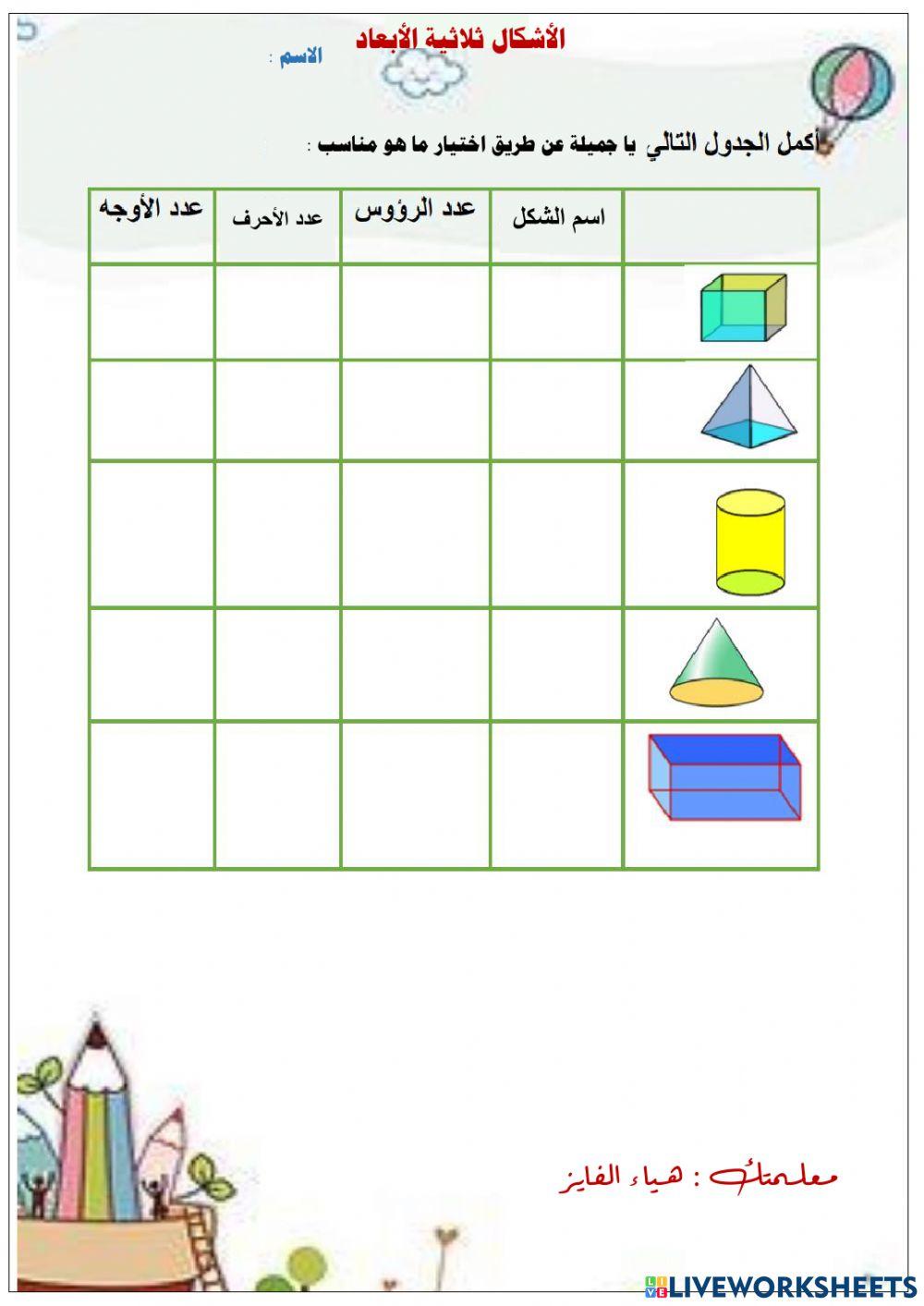 الأشكال ثلاثية الأبعاد